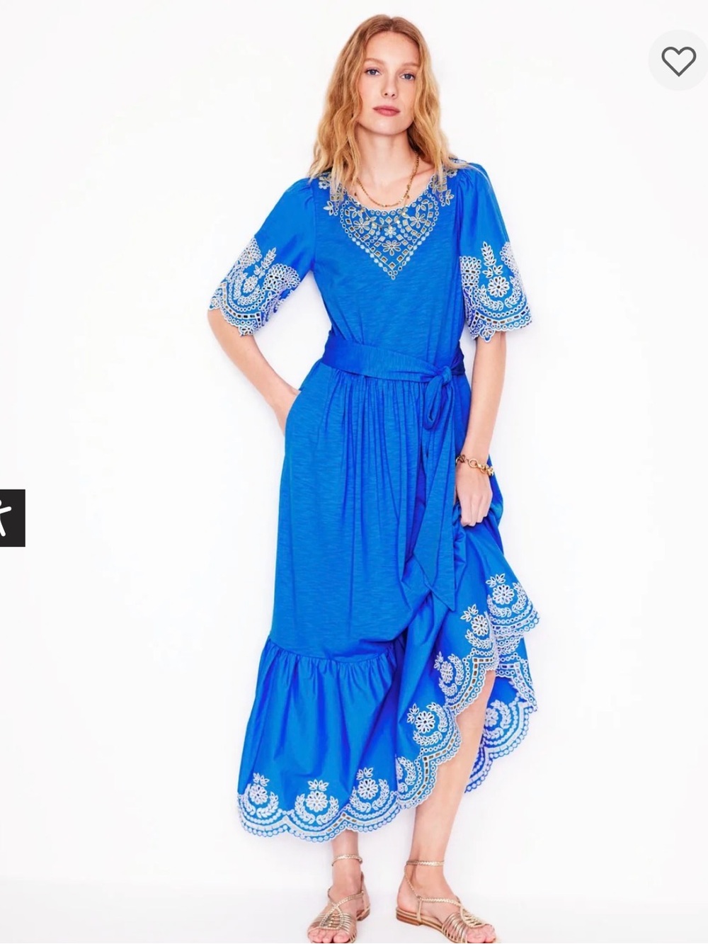Boden Royal Blue Embroidered Tiered Maxi Dress - Picture 2 of 6